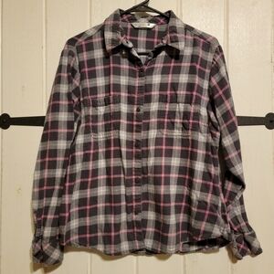 Riders Flannel Shirt Button Front Plaid Comfort Casual Size Large